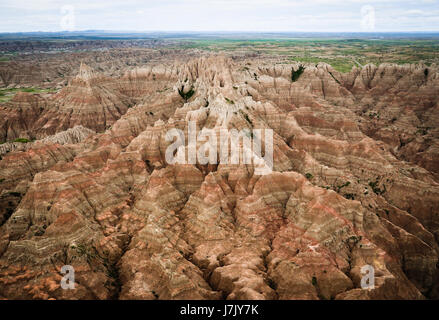 Luftaufnahme von Badlands Nationalpark, South Dakota Stockfoto