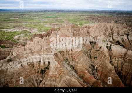 Luftaufnahme von Badlands Nationalpark, South Dakota Stockfoto