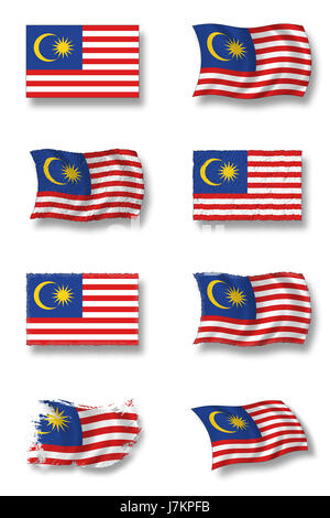 Malaysia Flagge Malaysia Nationalflagge wehen nationalen Piktogramm Symbol Piktogramm Stockfoto