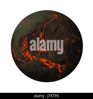 Lava Globus Planet Erde Welt Tektonik tektonischen Toten Universum Asien Afrika Staub Stockfoto