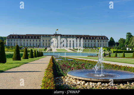 Schloss (Schloss, Burg) Ludwigsburg, neuen Corps de Logis, oder neuen Hauptbau, blühenden Barockgarten, Ludwigsburg, Region Stuttgart, Baden-Württemberg, Stockfoto