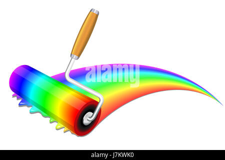 Werkzeug Farbe Malerei Regenbogen Deko Farbe Walze Farbe Werkzeug Kunst Farbe Stockfoto