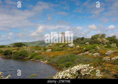 Die alte Naturstein-Leuchtturm auf Hodbarrow Nature Reserve in der Nähe von Millom in Cumbria Stockfoto