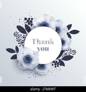 Bouquet Blumen Banner mit blühenden Anemonen und Pflanzen, Stock Vektor