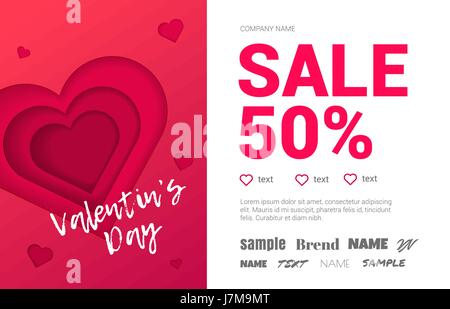 Schöne Booklet mit den Verkauf von 50 % am Valentinstag. Stock Vektor