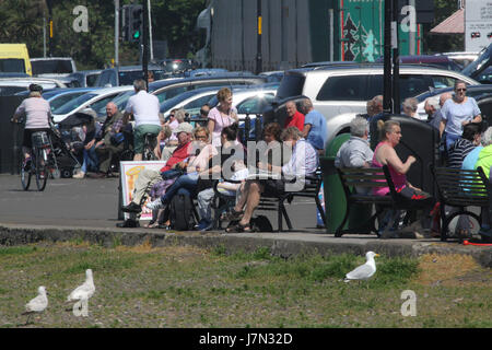 Largs, Schottland. 25. Mai 2017. Großbritannien Wetter. Menschen, die genießen eines sengenden Tages in Largs was verspricht der heißeste Tag des Jahres so weit sein. Alan Oliver/Alamy Live-Nachrichten Stockfoto