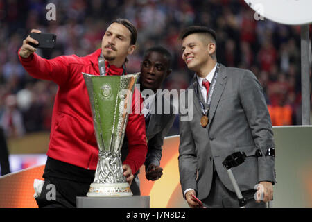 Mai 24. 2017, Freunde Arena, Stockholm, Schweden; UEFA Europa League Cup-Finale Manchester United gegen Ajax Amsterdam; Zlatan Ibrahimovic in Aktion Stockfoto