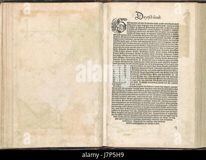 Ein detaillierter historischer atlas von Abraham Ortelius mit Karten aus dem späten 16. Jahrhundert. Dieser atlas ist bekannt für seinen bedeutenden Beitrag zur Entwicklung der Kartographie und enthält genaue Karten, die die bekannte Welt dieser Zeit darstellen. Stockfoto