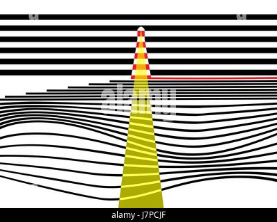 abstrakte lineare Vektor Hintergrund mit Leuchtturm Stock Vektor