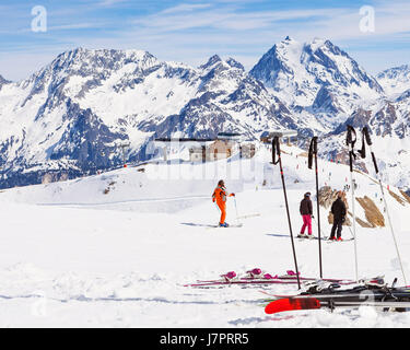 Sommet de Saulire, Meribel, drei Täler, Französische Alpen, Frankreich Stockfoto