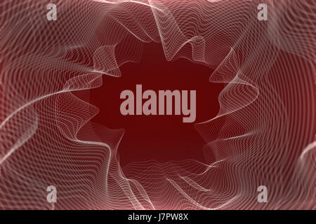 Abstrakte wellenförmigen Linien verzerrt weiße Linien auf rotem Hintergrund Stockfoto