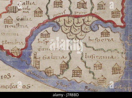 1125 Lambert de Saint Omer Liber Floridus Peninsula Iberica Stockfoto