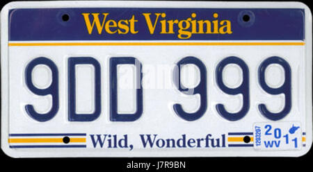 2011-West Virgnia-Kfz-Kennzeichen Stockfoto