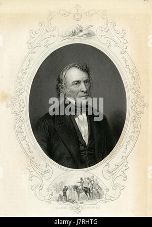 Antike c1860 Gravur, Zachary Taylor. Zachary Taylor (1784-1850) war der 12. Präsident der Vereinigten Staaten vom März 1849 bis zu seinem Tod im Juli 1850. QUELLE: ORIGINAL GRAVUR. Stockfoto