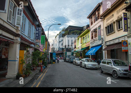 farbenfrohe Gebäude in little India Street, Singapur Stockfoto