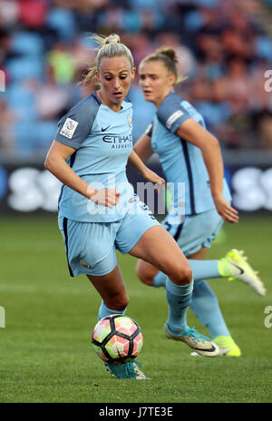 Manchester City Frauen Toni Duggan während der FA Women Super League Herbststaffel Match im Stadion Academy, Manchester. PRESSEVERBAND Foto. Bild Datum: Donnerstag, 25. Mai 2017. Vgl. PA Geschichte Fußball Manchester City Frauen. Bildnachweis sollte lauten: Martin Rickett/PA Wire. Einschränkungen: EDITORIAL verwenden nur keine unbefugten Audio, Video, Daten, Spielpläne, Verbandsliga/Logos oder "live"-Dienste. Im Spiel Onlinenutzung beschränkt auf 75 Bilder, keine video Emulation. Keine Verwendung in Wetten, Spiele oder Vereinsspieler/Liga/Einzelpublikationen. Stockfoto