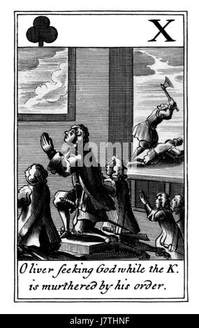 Die „Cavalier 10 of Clubs“ ist eine Tarotkarte, die oft mit Mut, Ehrgeiz und Vorwärtsbewegung in Verbindung gebracht wird. Als Teil des Anzugs der Clubs symbolisiert er Aktion, Macht und Veränderung, wobei der Kavalier jemanden repräsentiert, der sich mit Entschlossenheit Herausforderungen stellt. Sie spiegelt Themen der Beharrlichkeit und des entschlossenen Handelns angesichts von Hindernissen wider. Stockfoto