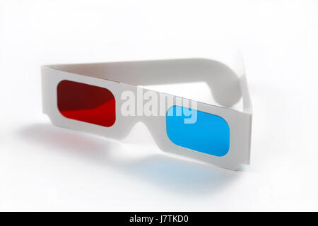 Blau isolierte Brille Brille Brillen Kino Film Film Filme weiß rot Stockfoto