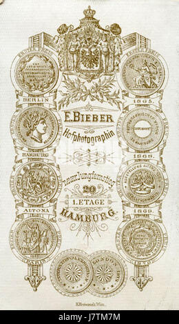 Ein historisches Foto oder eine Carte de Visite (CDV), das sich auf eine Figur namens Bieber bezieht und auf ein bestimmtes Porträt oder einen bestimmten Moment verweist. Stockfoto