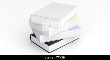 Leere Bücher Stapeln isolierten auf weißen Hintergrund. 3D illustration Stockfoto