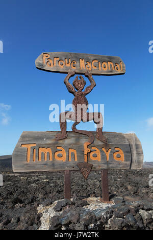 Lanzarote-Nationalpark Timanfaya, (Parque Nacional de Timanfaya) - Eingang Zeichen, Timanfaya Nationalpark Lanzarote Kanarische Inseln Europas Stockfoto