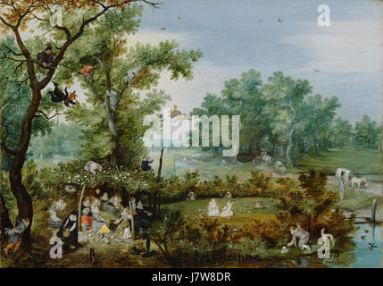 Ein Merry-Unternehmen in einer Laube Adriaen van de Venne J. Paul Getty Museum-83.PB.364.1 Stockfoto