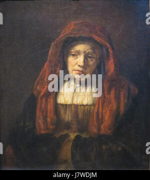 "Porträt einer alten Frau" von Rembrandt, 1654, Puschkin-Museum Stockfoto