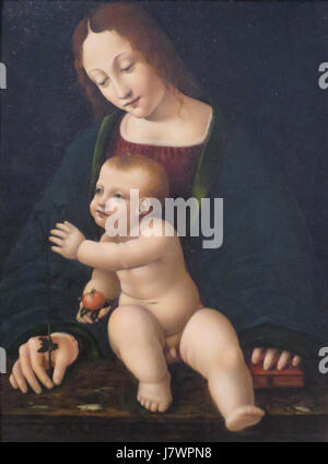 "Madonna mit Kind" durch ein Anhänger von Giovanni Antonio Boltraffio, El Paso Museum of Art Stockfoto