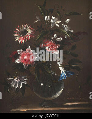 "Vase mit Blumen" von Juan de Arellano, Öl auf Leinwand, 35 x 42 cm Stockfoto