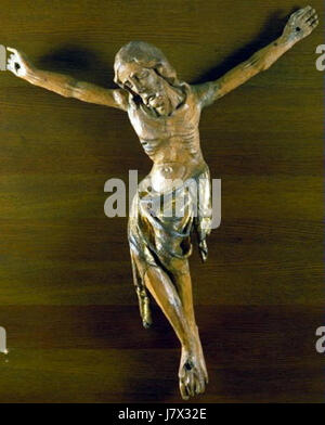 Dieser Titel bezieht sich auf ein anonymes historisches Bild oder Kunstwerk, das eine gekreuzigte Figur aus Strakonice, einer Stadt in der Tschechischen Republik, darstellt und möglicherweise auf ein religiöses oder kulturelles Thema verweist. Stockfoto