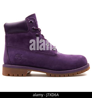 Timberland 6 Zoll Premium wasserdicht lila Junior Lederstiefel - A14T3 Stockfoto