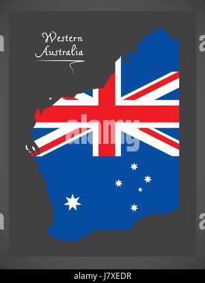 Western Australia-Karte mit australischen Nationalflagge illustration Stock Vektor