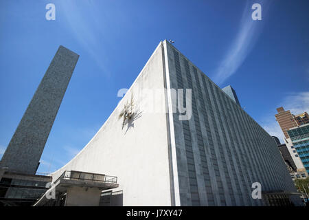 Die Generalversammlung und Sekretariat Gebäude am Sitz Vereinten Nationen, New York City USA bauen Stockfoto