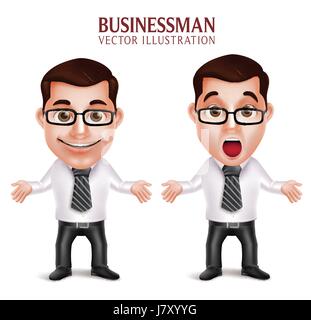 Vektor-Set von professionellen Charakter der Menschen schockiert und überrascht Haltung in weißen Hintergrund isoliert. Vektor-Illustration Stock Vektor