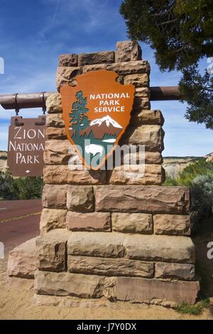 Osteingang zum Zion National Park auf Mt. Carmel Straße in Utah, Vereinigte Staaten von Amerika Stockfoto