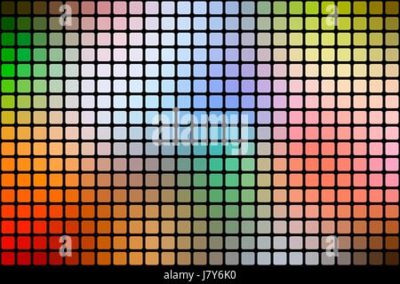 Farben des Regenbogens Vektor abstrakte Mosaik Hintergrund mit abgerundeten Ecken quadratischen Fliesen über schwarz Stock Vektor