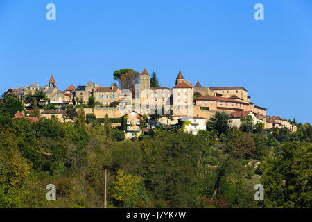 Frankreich, Dordogne, Belves, beschriftet Les Plus Beaux Villages de France (die schönsten Dörfer Frankreichs) Stockfoto