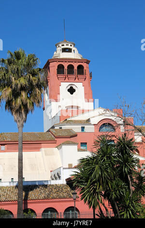 Ausstellung Chile Sevilla Pavillon Pavillon Blauer Turm Baum Blume rose Pflanze Kuppel Stockfoto