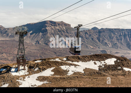 Innenansicht der Teide Vulkankrater von Seilbahn Stockfoto