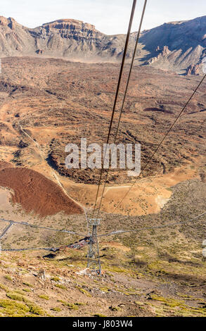 Innenansicht der Teide Vulkankrater von Seilbahn Stockfoto