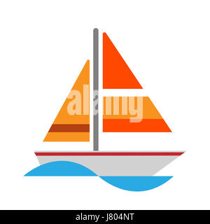 zur Veranschaulichung der Yacht auf weißem Hintergrund Stockfoto