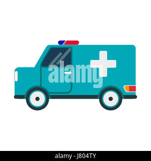 eine Abbildung eines Krankenwagens auf weißem Hintergrund Stockfoto