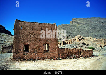 Zerstörten Schlamm Backsteinbauten, Tanuf, Oman Stockfoto