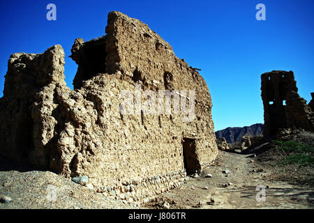 Zerstörten Schlamm Backsteinbauten, Tanuf, Oman Stockfoto