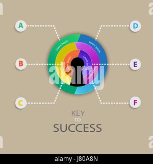 Business-Infografik für Schlüssel zu Erfolgskonzept. Vektor-Illustration für Web-Design, Mobile, Layout, Diagramm, Grafik. Stock Vektor