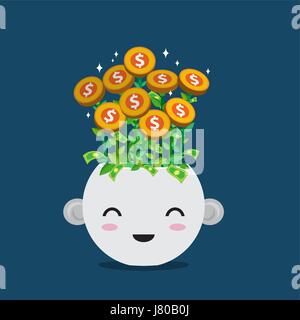 Flache Vektor der Efeutute in Smiley-Topf Stock Vektor