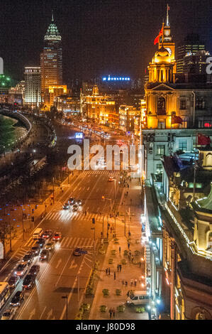 Der Bund in der Nacht, Shanghai, China Stockfoto