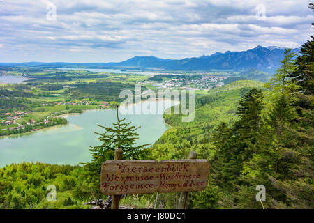 Aussichtspunkt Vierseenblick, See Weißensee, Hopfensee, Forggensee, Füssen, Schwaben, Allgäu, Swabia, Bayern, Bayern, Deutschland Stockfoto