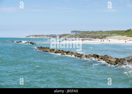 Wustrow Strand mit Mole Felsen, Mecklenburg-Vorpommern, Deutschland Stockfoto