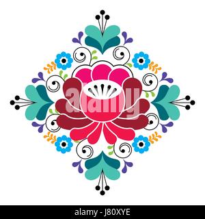 Russischen folk Design - florale Muster, bunte quadratische Komposition Stock Vektor